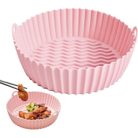 Accessoires de cuisine, insert en silicone pour friteuse à air chaud – réutilisable et antiadhésif – accessoire facile à nettoyer, inserts ronds en silicone – 1 pièce, rose – RAPANDA