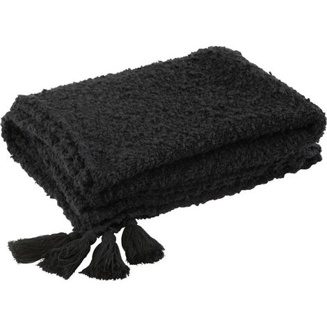 Plaid 130x180 cm en tissu coton noir