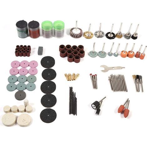 Accessoires d'Outil Rotatif Lot de 147, Kit d'Outil Rotatif Diamètre de Tige 1/8" pour Bricolage, Gravure, Coupe, Meulage, Polissage de Bois et Métal (1/4)