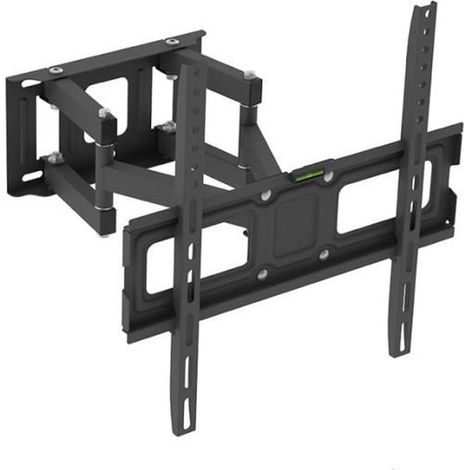 Support TV Mural Double Bras - 26 à 55 Pouces - Acier Noir - Inclinable Pivotant 3D - VESA 400x400