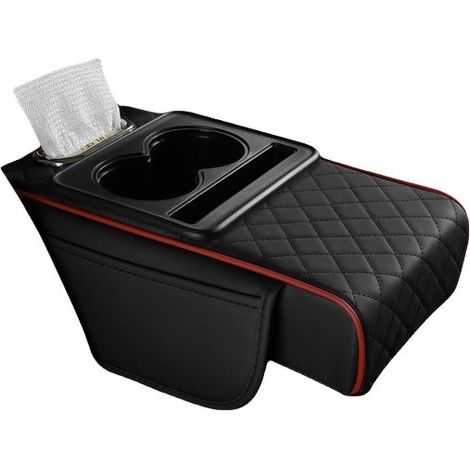 Housse matelassée pour accoudoir de voiture, mousse à mémoire de forme, cuir PU, grise, avec poche de rangement intégrée. (1/2)