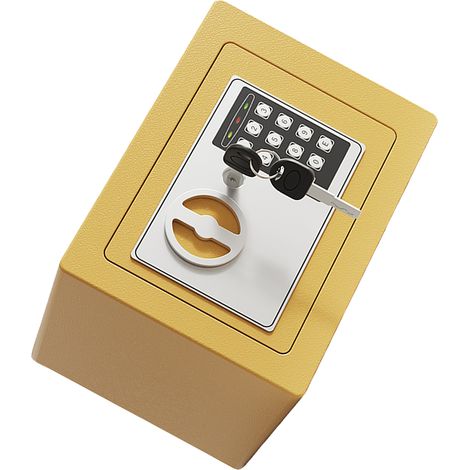 Coffre-fort numérique ignifuge et étanche pour maison, avec sacoche à documents, clavier, 2 clés de rechange, fixation murale, pour argent, bijoux, objets de valeur - 0,17 pied cube, or champagne (1/5)