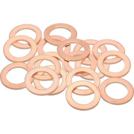 18Pcs Rondelles Métal Plates, Kit Rondelle Cuivre M14 Rondelles, 14mm ID, 22mm OD, 1.5mm Épaisseur D'Étanchéité Rouelle Écrasables Pour Boulons Vis Réparation (1/5)