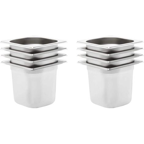 vidaXL Bandejas Gastronorm 8 unidades GN 1/6 150 mm acero inoxidable (1/5)