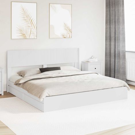 vidaXL Cadre de lit avec rangement et tête de lit Blanc 180 x 200 cm (1/5)