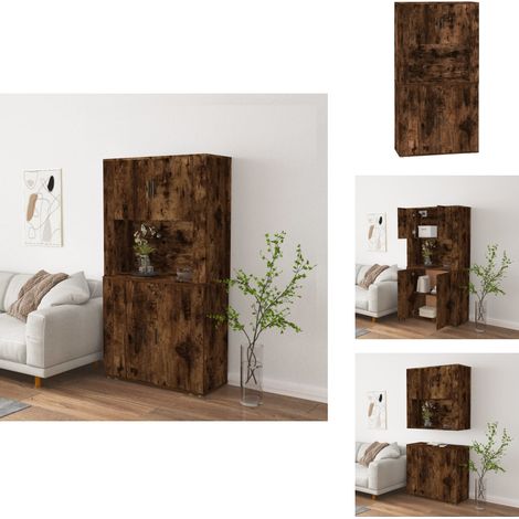 The Living Store Buffet haut Chêne fumé Bois d'ingénierie - Rangement mur (1/5)