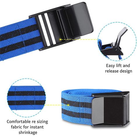 2 bandes élastiques de compression pour la croissance musculaire, pour hommes et femmes, pour exercices des bras, noir et bleu, 60 cm (1/5)