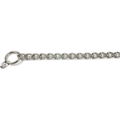 55 cm: Collare a strozzo in acciaio inox a maglia corta per cani