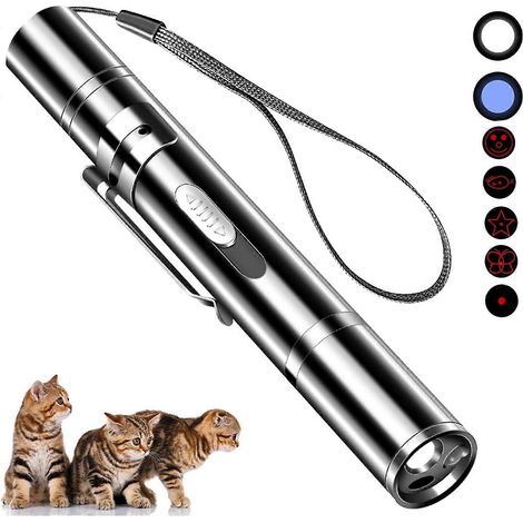 Jouet laser pour chat, pointeur portable rechargeable par USB, 5 modes laser rouges, idéal pour l'interaction en intérieur avec les chats et les chiens. (1/4)