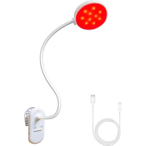 Lampe de bureau à double mode - Lampe à lumière rouge - Lampe de bureau - Lampe de lecture - Lampe de livre à pince rechargeable par USB - Blanche (1/5)