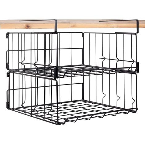 2er-Pack faltbarer Aufbewahrungskorb aus Metallgeflecht, platzsparend, robust und langlebig, kein Zusammenbau erforderlich (schwarz)