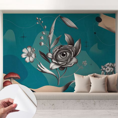 Papier peint autocollant adhésif installation rapide du papier peint durable et résistante Œil floral 208x146 cm (1/5)