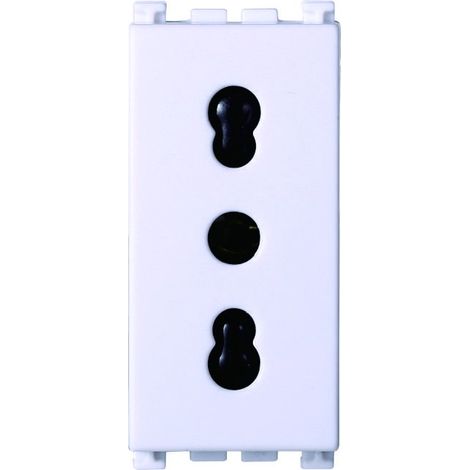 Prise bivalente ETTROIT 2P+T 10/16A, couleur blanche, compatible avec Vimar Arke VA2001B
