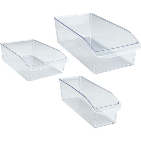 Organisateur frigo WENKO 3 pièces transparent S M L 10 15 20 cm boîte de rangement frigo organiseur de réfrigérateur rangement réfrigérateur bac de conservation frigo rangement porte frigo