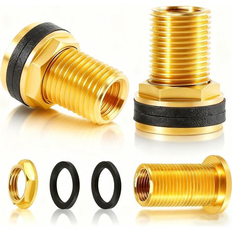 2 Pièces Raccord en Laiton pour Réservoir D'eau, Citerne Eau de Pluie, Avec Filetage Extérieur 3/4" x Intérieur 1/2" l'eau Tape Des Barils Pluie des Réservoirs d'eau - AG IG 1/2 (1/5)