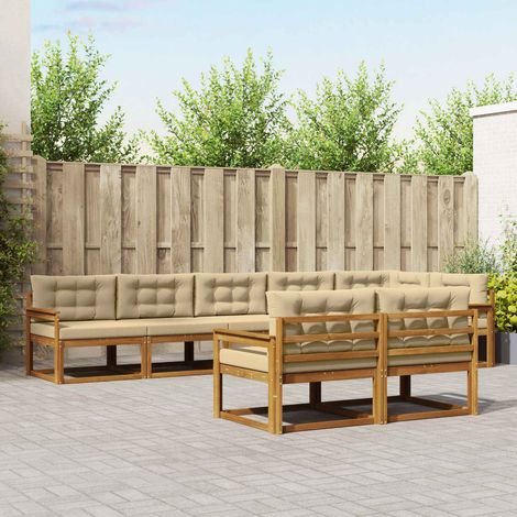 Outdoor-Sofagarnitur mit Kissen 8 pcs Natur und Beige
