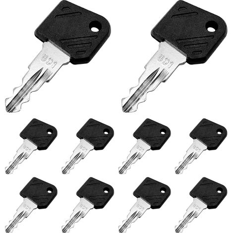 Confezione da 10 chiavi di impilamento 801 per carrelli elevatori Linde - Per attrezzature edili, cucitrice elettrica, chiave di accensione 801 - Compatibile con carrelli elevatori Linde ANT - Transpa