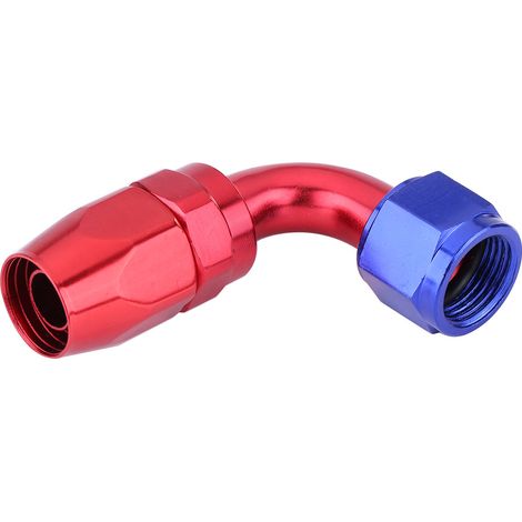 Raccord orientable 90° pour durite de carburant AN8, adaptateur refroidisseur d'huile, aluminium anodisé, bleu et rouge (1/2)