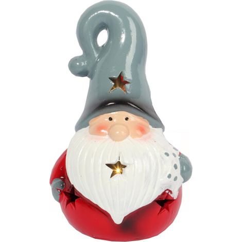 Babbo Natale in ceramica con luci LED, ornamento natalizio da 15 cm (1/2)