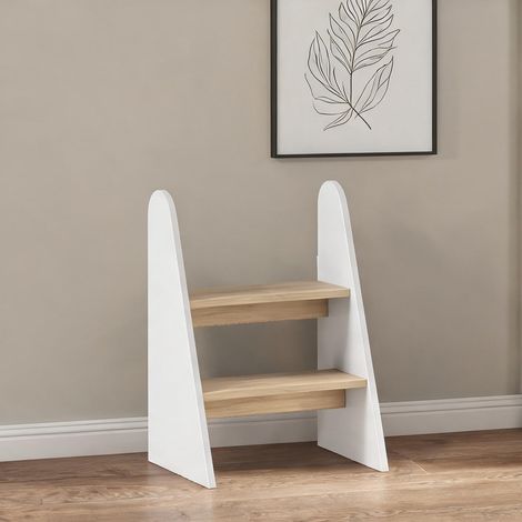 Marchepied enfant 2 marches en MDF blanc pour 3-8 ans 20 kg (1/5)