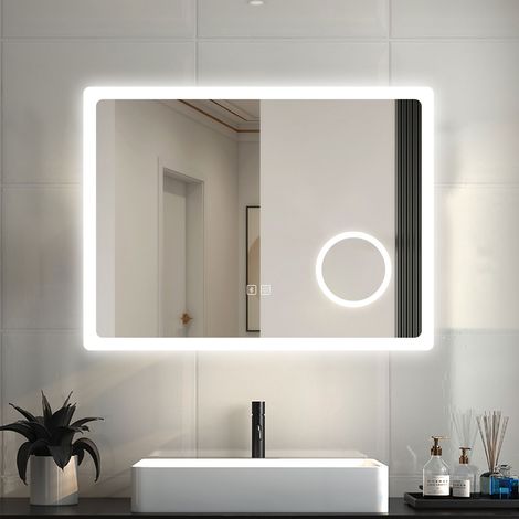 OCEAN Specchio Bagno Rettangolare Da LED 120×70cm, Antiappannamento, Bluetooth, 3 Temperature Colore, Ingrandimento 3x (1/5)