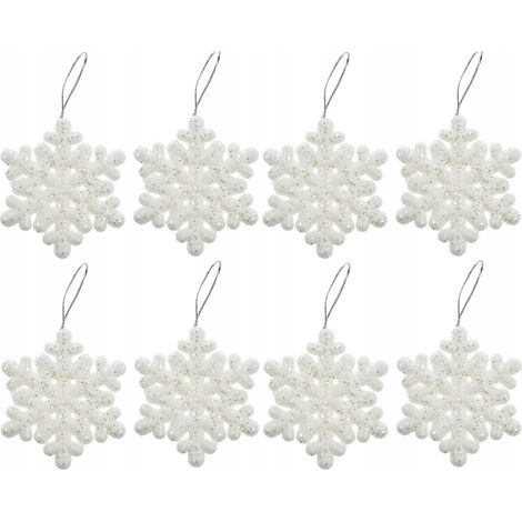 Set di fiocchi di neve lucidi da 7 cm, 8 pezzi. (1/2)