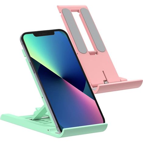 Pack Mini Foldable Cell Phone Stand, Adjustable Mobile Phone Holder for Desk, Compatible with iPhone/Tablet/Smartphones (Green)