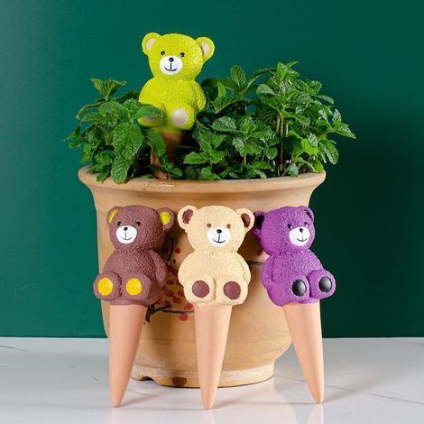 Oyas a Planter Terre Cuite, Distributeur Eau Plante 4Pcs, Pointes Auto-arrosantes en Terre Cuite, Globes Arrosage Automatique Interieur pour Plante, cônes d'argile- Arrosage Plante Vacances (1/3)