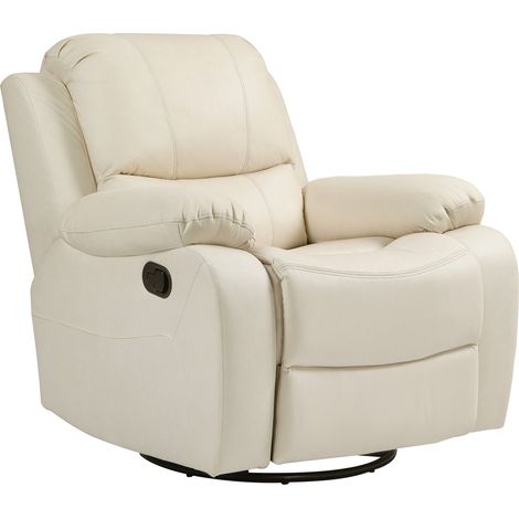 Poltrona relax girevole reclinabile con poggiapiedi in poliestere crema MODENUIT (1/5)