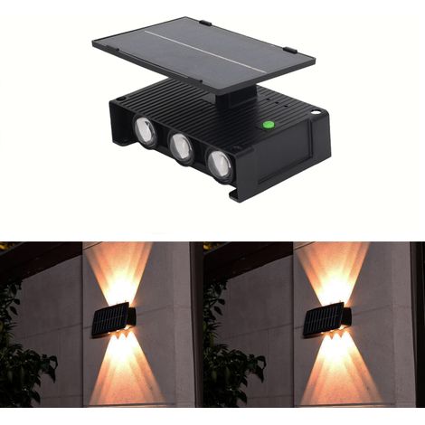Applique pour jardin murale solaire, applique murale LED étanche et résistante aux intempéries 6W extérieure (lumière blanche) (1/5)