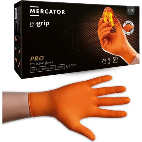 Haus-Held Gants jetables en nitrile Go Grip, orange, taille S, 50 pièces (1/5)