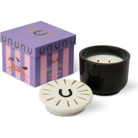 Candela in Vetro Nero Charmed con Coperchio Tabac & Pine 226g Paddywax