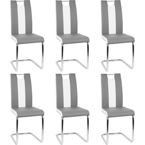 Set di 4 Sedie Da Pranzo Moderne,Grigio e Bianco