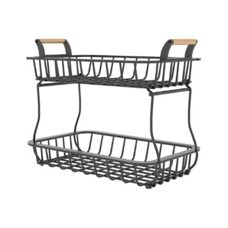 2-stöckiger Obstkorb, Obstschale aus Metall, Brotkorb, abnehmbares Obstregal, Küchenaufbewahrungskorb, vertikale Schrauben, Obstbrot, Gemüsesnacks, Bronze b (1/4)