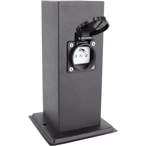 Borne de jardin électrique moderne noire à deux prises 230 V PORT 22 Struhm (1/4)