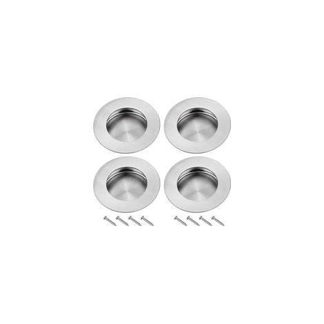 Juego de 4 tiradores empotrados de acero inoxidable para puertas correderas, aptos para cajones con puertas correderas, con tornillos. (1/4)