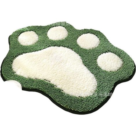 Niedlicher Badezimmerteppich mit Katzenmuster, extra weich und saugfähig, maschinenwaschbar, rutschfeste Matte für Badewanne, Dusche, 40 x 60 cm, grün