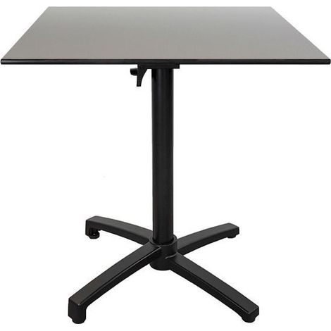 Table terrasse pliable en Compact HPL décor gris métal 70 x 70