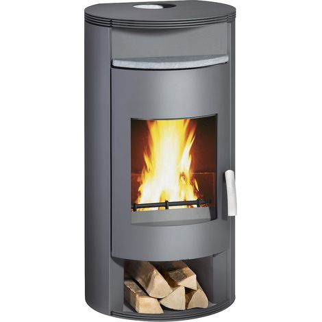 Kaminofen Typ10181-Auron gussgrau Naturstein 8kW