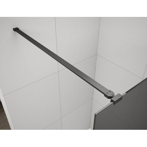 Barre de support murale pour paroi de douche ESCA 1200 mm, noir mat (1/3)