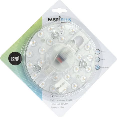 Disco LED 12 W 6000 K rotondo bianco 13x13x2,5 cm 936 lm (1/2)