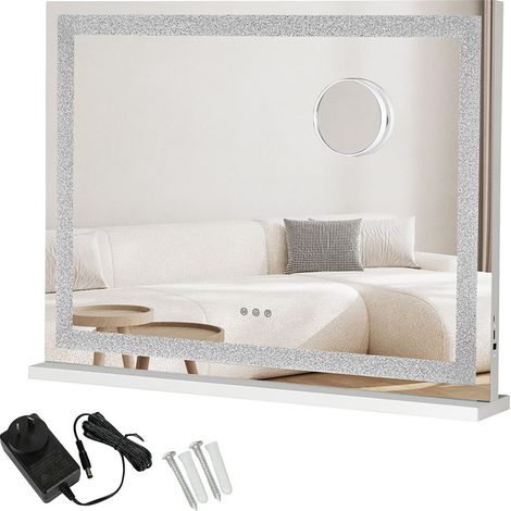 Emitto Tabletop Touch Crystal Vanity Mirror Makeup USB LED Medium 58x48cm (1/5)