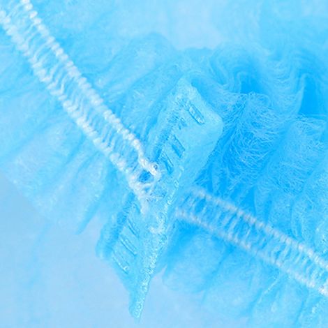 Lot de 100 bonnets jetables en tissu non tissé haute élasticité, filets à cheveux jetables pour salons de beauté, bleus, 53 cm (21 pouces), double élastique (1/5)