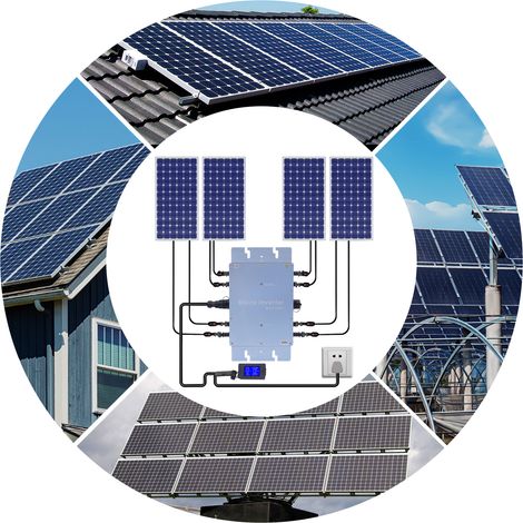 YISSALE - 1200W Solar-Mikro-Wechselrichter, netzgekoppelter Wechselrichter, IP65 wasserdicht, WVC-1200W, 220V, EU-Stecker, Aluminium, für 30V/36V Solarmodule, 36V Batterien, MPPT (1/5)