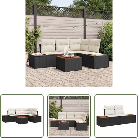 vidaXL Jardin -  Ensemble de canapé de jardin avec coussin 5 pcs Noir Poly rotin (1/5)