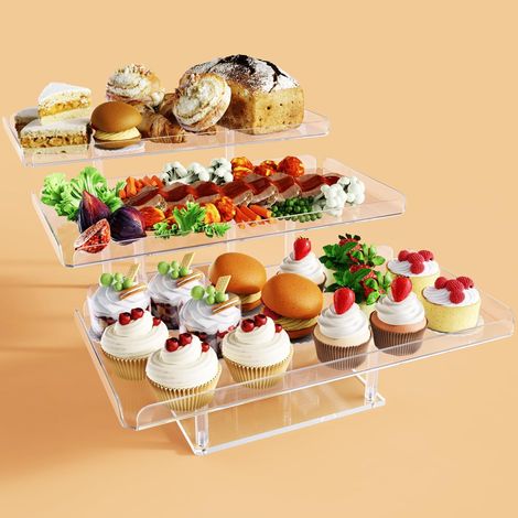 Alzata per dessert migliorata, alzate per cupcake in acrilico, vassoi da portata a più livelli per matrimoni, baby shower, feste del tè (1/4)