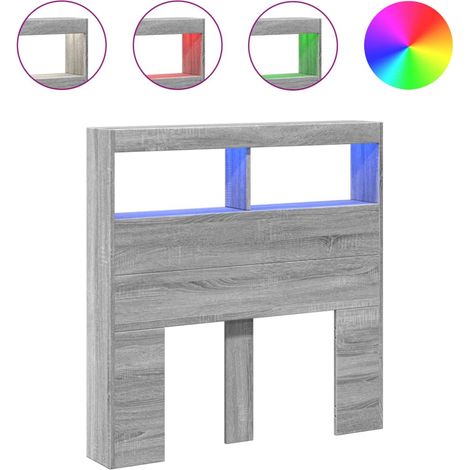 Maison Exclusive - Armoire tête de lit avec LED sonoma gris 100x17x102 cm (1/5)
