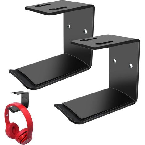 Support Casque 2 Pièces Support pour Casque Écouteurs Crochet Headset Stand Holder avec Adhésif Fort, Crochet Casque pour Écouteurs Gaming,Câbles et Manette pour Bureau/Mural/Table (1/4)