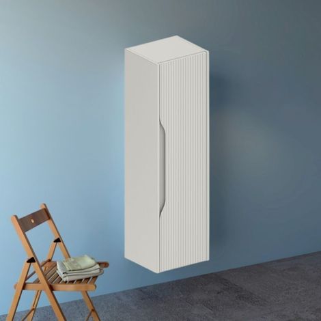 Colonna bagno sospesa Soho 1 anta effetto cannettato colore cashmere opaco 120x30x35 cm.