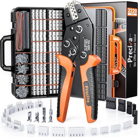 Pince à Sertir Connecteurs de Fils, 0.08-1.5mm² Pinces a Cosse Cliquet, AWG28-16 Sertisseuse avec 2.54mm/2.5mm/2.0mm Terminaux pour Emplois en Électricité (1/5)